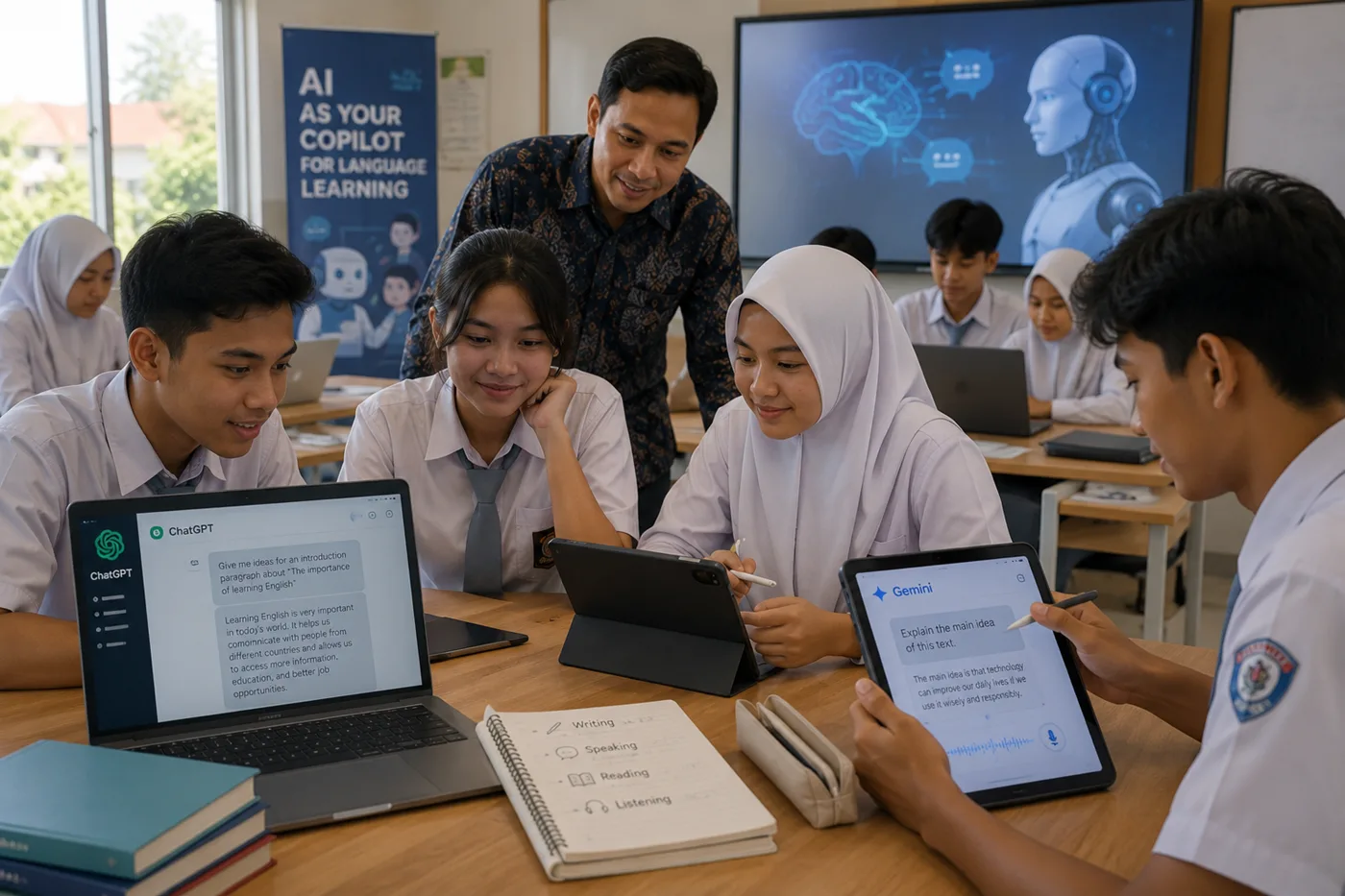 Revolusi Belajar Bahasa di Era Society 5.0: Saat ChatGPT dan Gemini Menjadi Copilot Siswa SMA di Pangkal Pinang