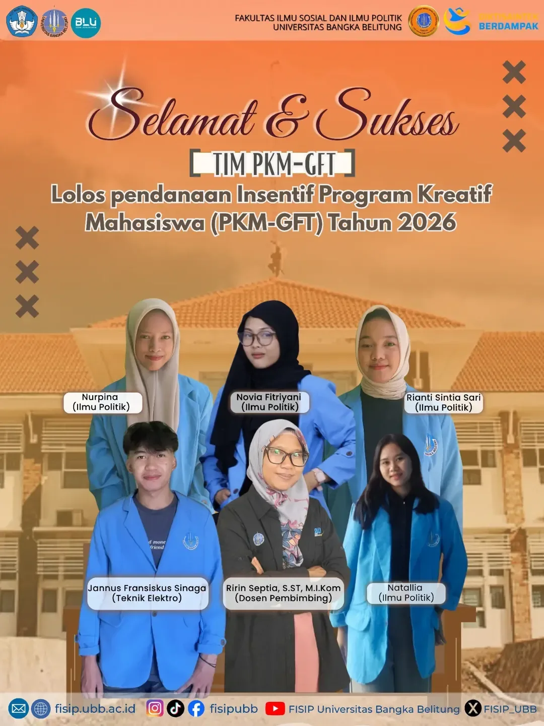 TIM PKM-GFT FISIP UBB LOLOS PENDANAAN INSENTIF PKM-GFT 2026